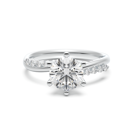 Classic Asymmetric Pavé Engagement Ring